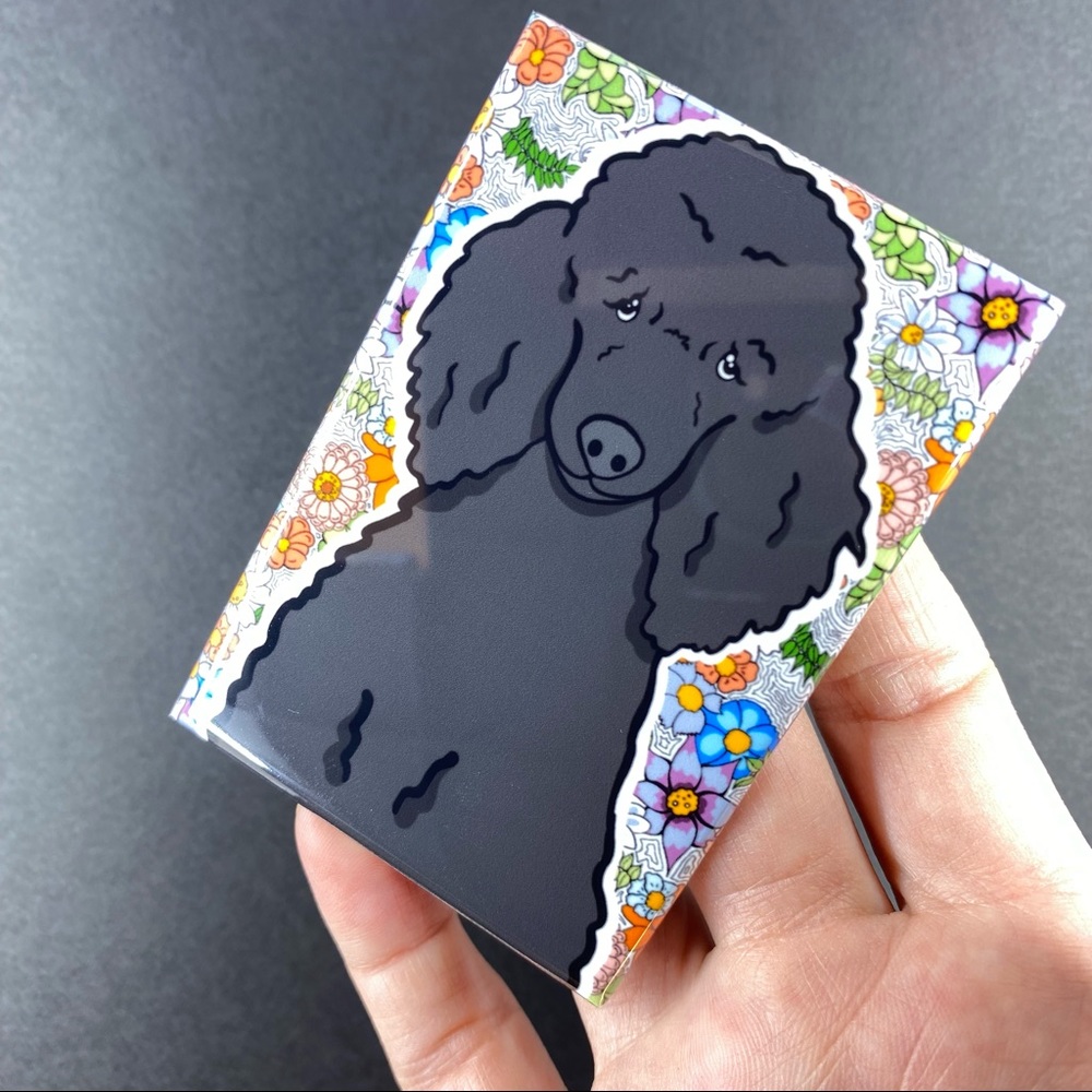 Black Poodle Dog Retro Flower Magnet Handmade Kitchen and Office Decor Gift - Picture 4 of 6